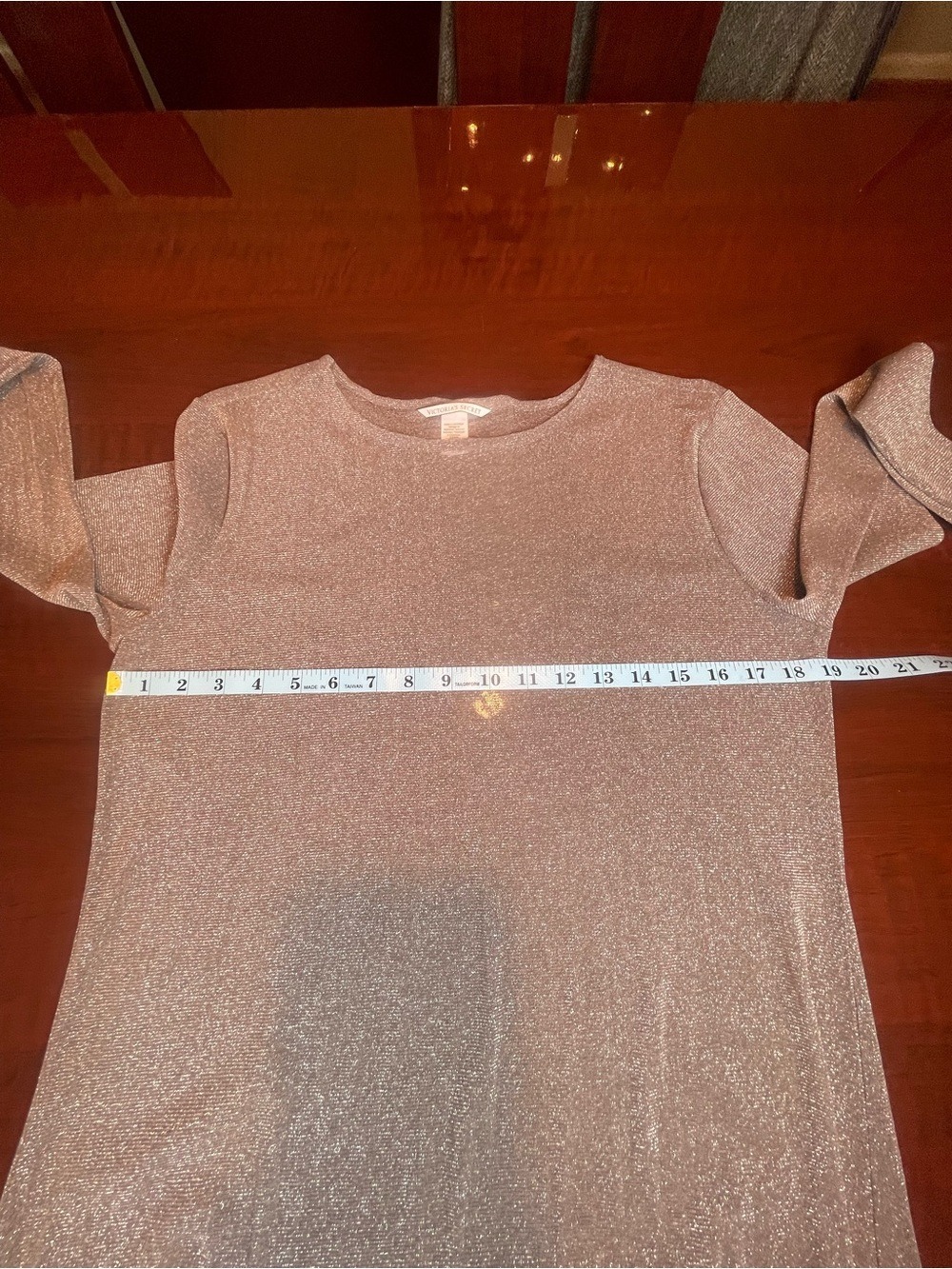 Victoria's Secret Y2K Metallic Shimmer Sheer Mesh Long Sleeve Top Silver L - Picture 6 of 9